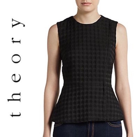 9.NWT Theory Kuvana Country Peplum Top Houndstooth Wool